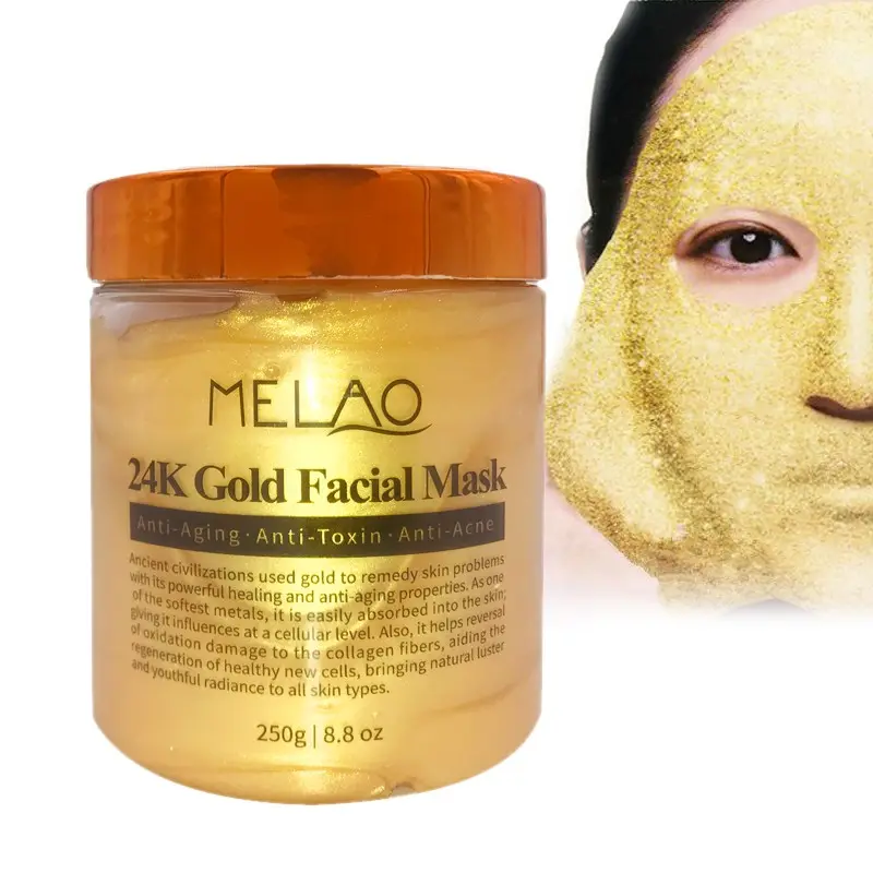 Private Label Whitening Hydraterende Collageen 24K Gold Facial Mask Gold Gezichtsmasker 24K