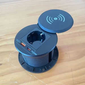 Toma de ojal de alimentación de escritorio redonda nueva de 80mm de potencia Universal con cubierta de rotación PD20W de carga inalámbrica para oficina en casa - Product Image 2