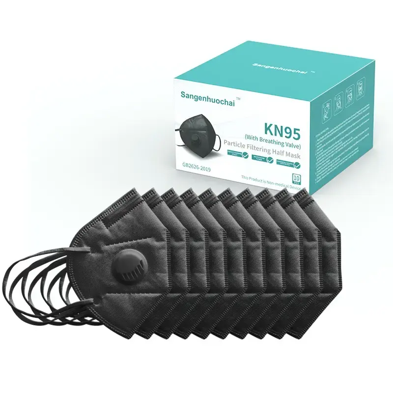 5 परत संरक्षण Kn95Mask सीई प्रमाणित स्टाइलिश काले डिस्पोजेबल 5 परतों Ffp2 Kn95 गैर चिकित्सा मुखौटा