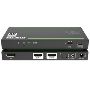 48Gbps <strong>hdmi</strong> <strong>2</strong>.<strong>1</strong> <strong>splitter</strong> 4k 120hz 8k 60hz <strong>1</strong> in <strong>2</strong> out optics Support audio de-embedding function for home theatre system
