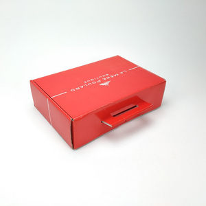 <strong>Red</strong> Corrugated Board Mailing Shipping <strong>Box</strong> with Handle Glossy Lamination Printed for Food Packaging