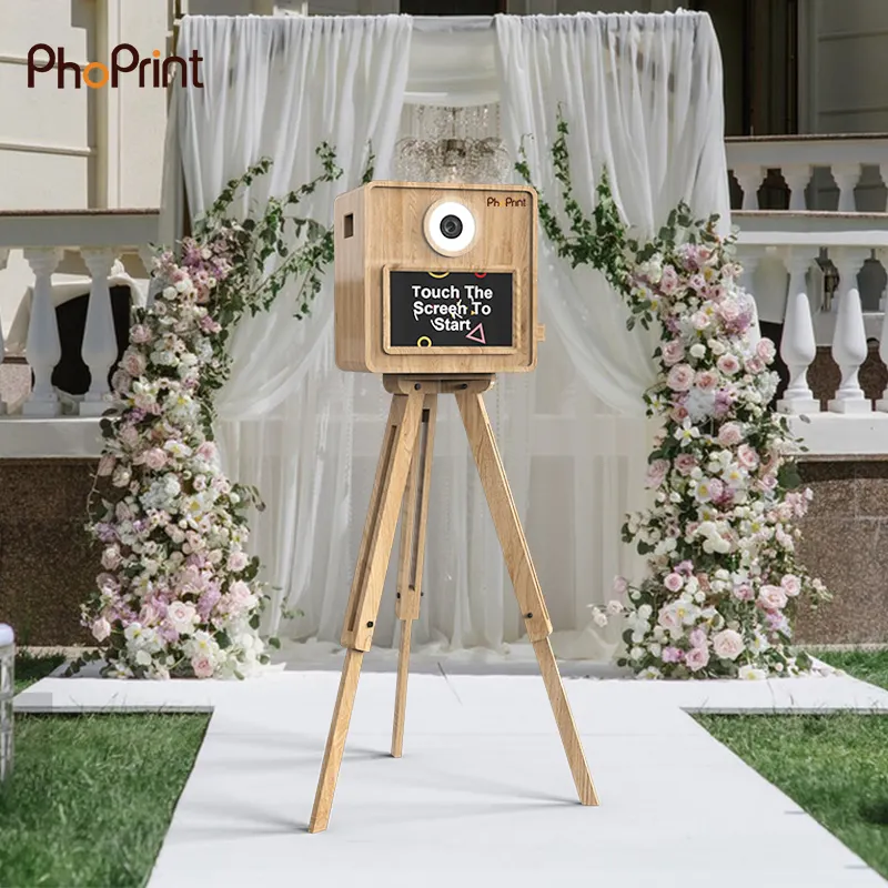 Bán Hot Photo Booth đạo cụ Wedding party tổ chức sự kiện bằng gỗ DSLR Photo Booth với máy ảnh và máy in