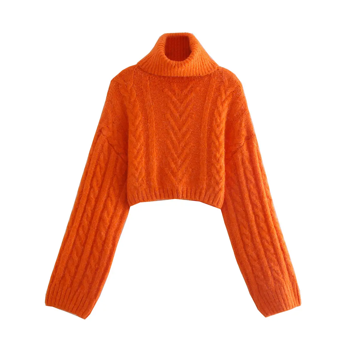 MY2405-suéter de manga larga para mujer, Jersey elegante con patrón de Cable giratorio de Color naranja para otoño, Tops de punto, ropa 11, 2022