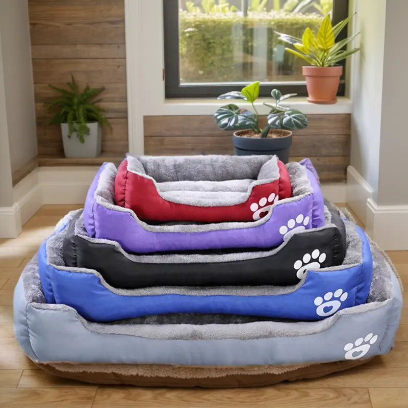Machine washable cotton oxford cloth color customized luxury cat dog bed washable pet bed for puppy