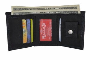 Mini carteira masculina de couro infantil estampa de avetruz tripla presente de Natal - Product Image 2