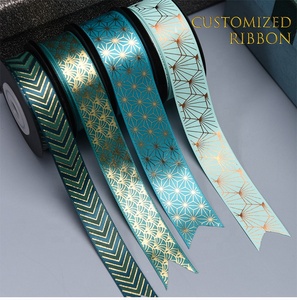 Großhandel individuell bedrucktes Satin band mit personal isiertem Logo Markenname einseitige Blumen verpackungs bänder