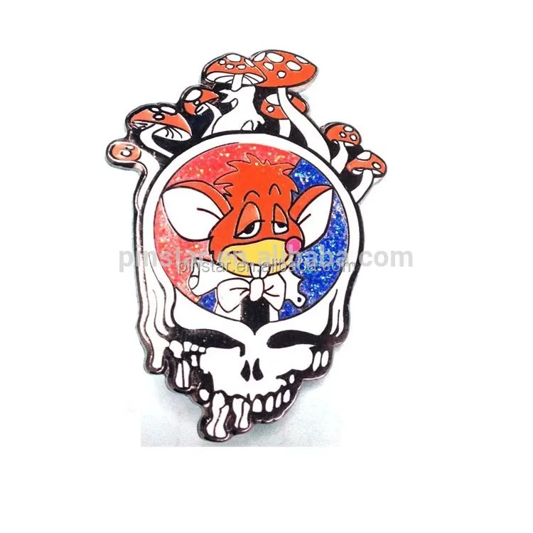 Mustom-Pin de solapa de Metal con diseño de calavera y flor, pasadores de solapa con diseño de sombrero muerto