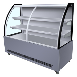 Ticari paslanmaz çelik vitrin soğutucu buzdolabı kavisli cam ekran kek pasta buzdolabında dolap - Product Image 6