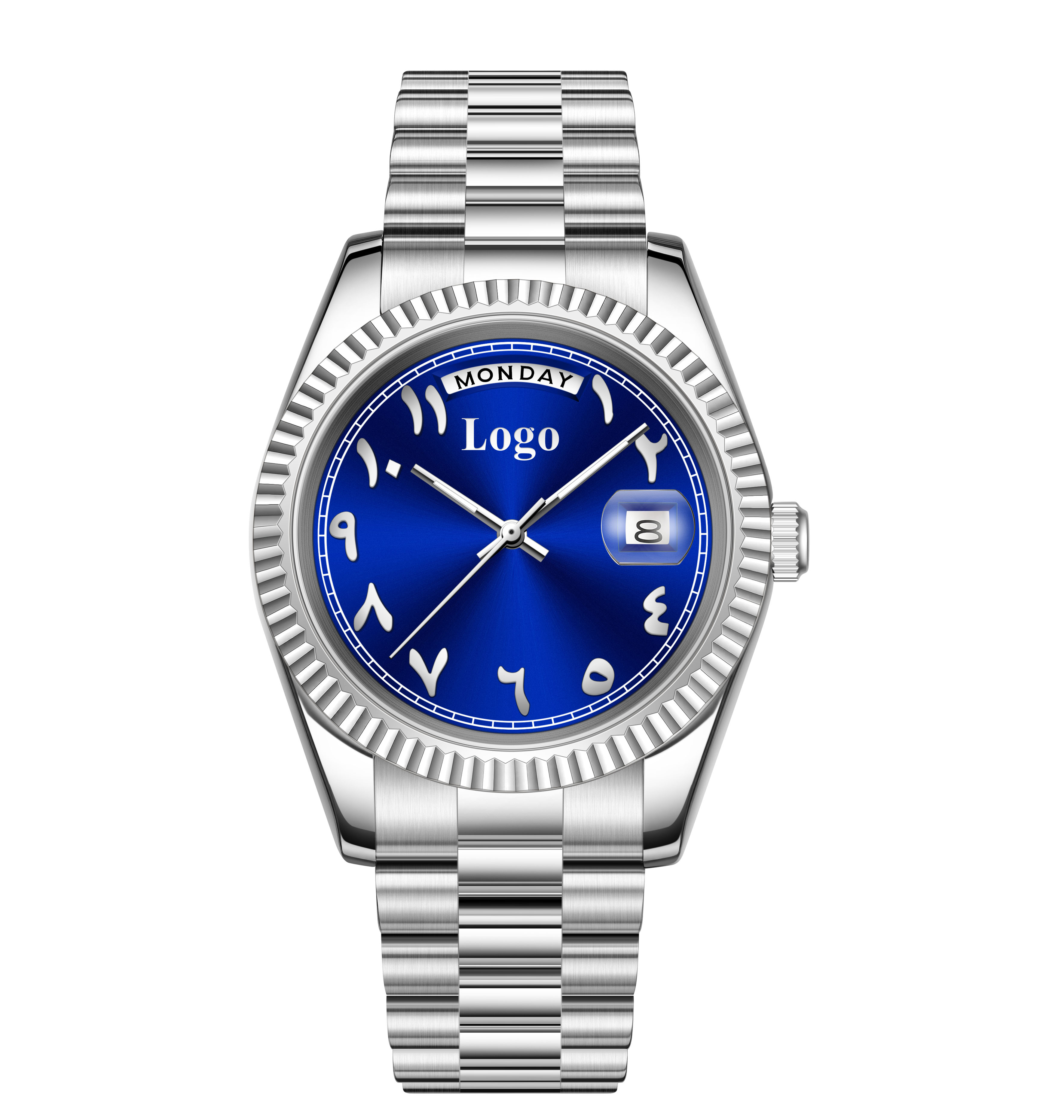 Silver blue dial