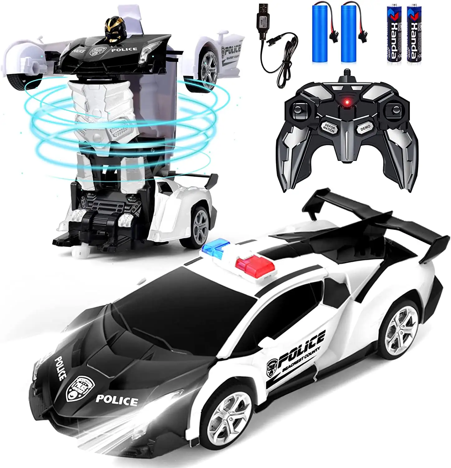 Neue Outdoor-Sportarten 2 in 1 Transformation roboter Autos Verformung Fern gesteuerte Fahr fahrzeuge Spielzeug RC Polizeiauto