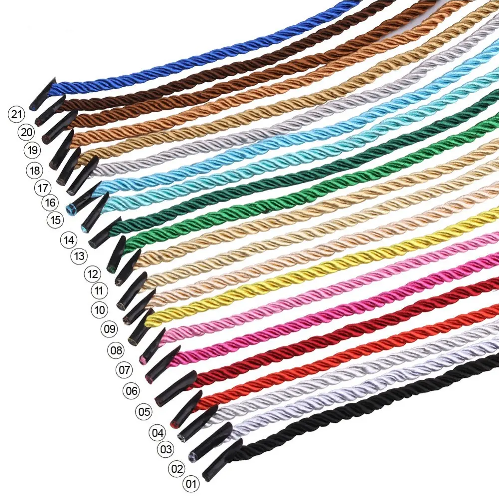 21 צבעים חבל ידית שקית נייר עגולה ידית חוט חוט 5 מ "מ אריזה מתנה אריזה 3 מ" מ חוט ניילון לגב ניילון