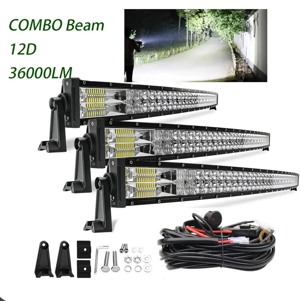 Barras de luz LED BKE todoterreno de alta potencia ATV UTV camión barra LED 6D punto Combo haz doble fila coche barras de luz LED