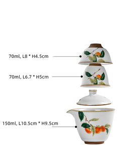 中国陶瓷茶具，带1个茶壶和2个成人杯，手工制作便携式旅行功夫茶壶，带茶杯和表壳 - Product Image 2