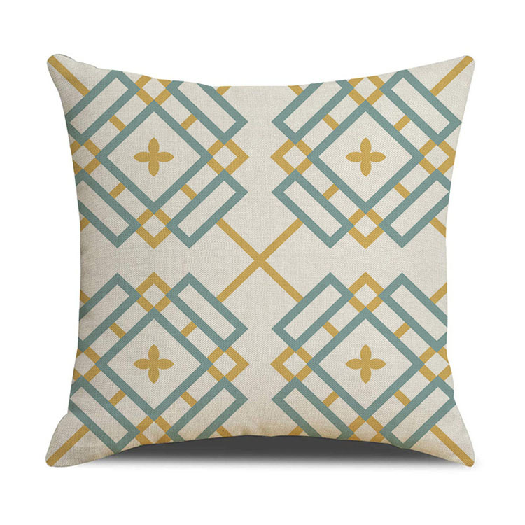 Nordic Geometric Plaid Linen Pillowcase Cushion Cover Printed Car Sofa Bed Pillow Cushion Pillow Cover