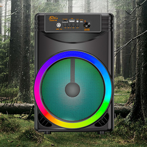Altavoz Bluetooth recargable portátil con iluminación LED RGB Micrófono de diente azul para Karaoke para uso en computadora