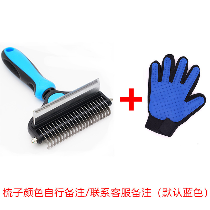 Gant peigne bleu sur la main droite