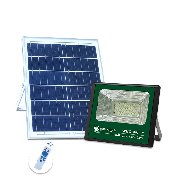 WHC-iluminación SOLAR impermeable para exteriores, Panel de luces de inundación con control remoto, 50W, 100W, 150W, 200W y 500W