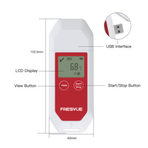 Registrador de datos de temperatura y humedad desechable de cadena de frío para alimentos con pantalla LCD y registrador de datos de temperatura USB - Product Image 1