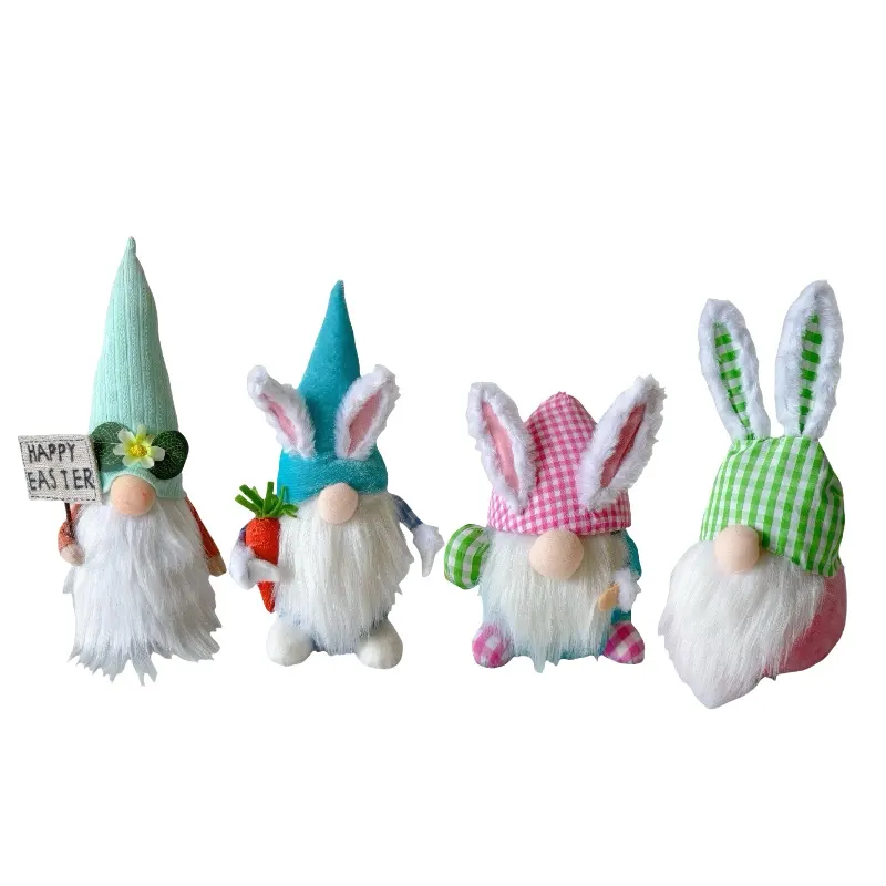 2024 New Mini Easter Elf Decoration Statue Decor Desktop Gnome Doll Egg Carrot Bunny Doll Faceless Gnome Plush Festival Gift