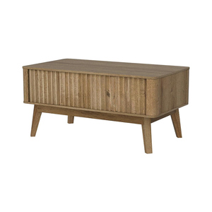 Mesa de centro multifuncional moderna, mesa de centro de elevación de acento de mediados de siglo de madera con panel de puertas de forma de onda - Product Image 1