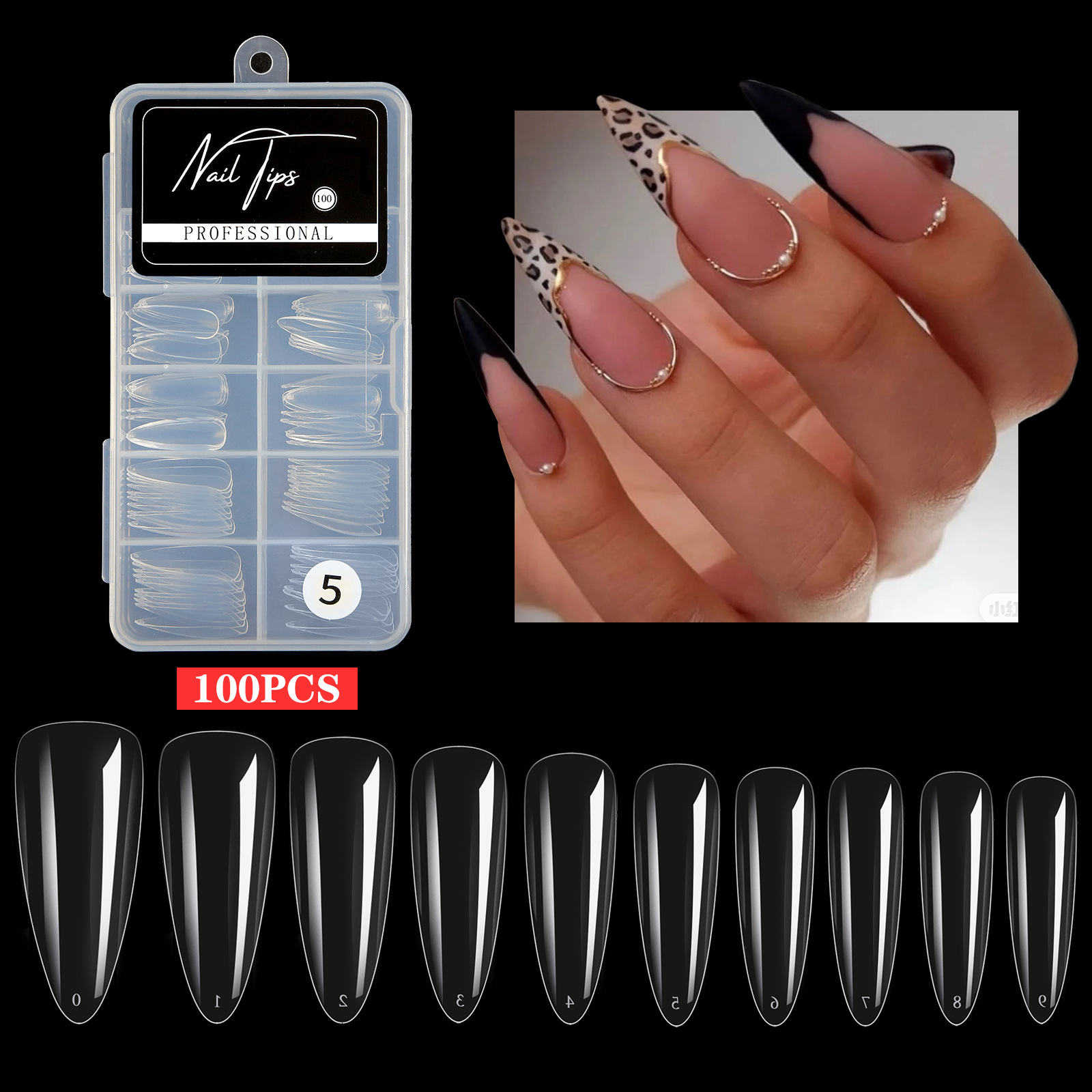 Water droplets transparent 100pcs seamless nail