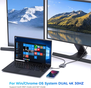 ZOGUO 2-in-1 Type C Adapter <strong>Dual</strong> <strong>HDMI</strong> 4K@60Hz USB C Hub with <strong>Dual</strong> HDTV Aluminium Shell USB 3.0 Gold Plated Boxed Stocked