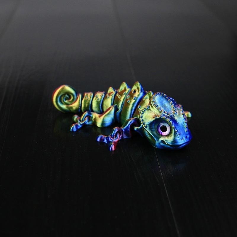 Camaleón azul oro rojo 9,5cm