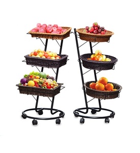 Tùy Chỉnh Cho Bột Tráng Kim Loại Siêu Thị Lưu Trữ Giỏ Cho Đồ Ăn Nhẹ Thực Phẩm Uống Chai Bánh Mì Trái Cây Tươi Hiển Thị Giá - Product Image 2