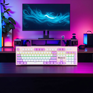 Teclado Para Juegosワックスメタルパネル付きマルチカラーゲーミングメカニカルキーボード - Product Image 1