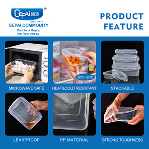 200ml--5000ml Wholesale Modern Reusable PP Plastic <strong>Rectangular</strong> Food Storage <strong>Container</strong> <strong>With</strong> Airtight Microwave <strong>Lids</strong> Set Packaging - Product Image 6