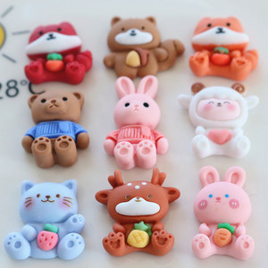 Karikatür sevimli hayvan <span class=keywords><strong>s</strong></span> DIY cep telefonu kılıfı malzeme paketi aksesuarları pin kafa halat boncuk plastik reçine charms