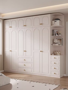 Armoire de campagne française de taille personnalisée en armoire classique en bois sculpté blanc avec porte en MDF style vieilli - Product Image 6