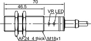 Lanbao-Sensor de proximidad capacitivo para detección de metales, función estándar 10-30vdc 3/4, Npn, Pnp, empotrado M18 - Product Image 3