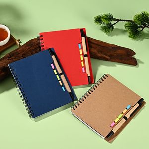 Bloc de notas A5 nuevo con combinación de bobina de bolígrafo, cuaderno de papel Kraft, cuaderno escolar personalizado - Product Image 4