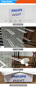 Benutzer definiertes Logo Metall 3-seitiges Steck brett Einzelhandel Drehbarer Boden Display Stand Regal Rack Rotierendes Dreieck Perforierte Haken Spinner - Product Image 5