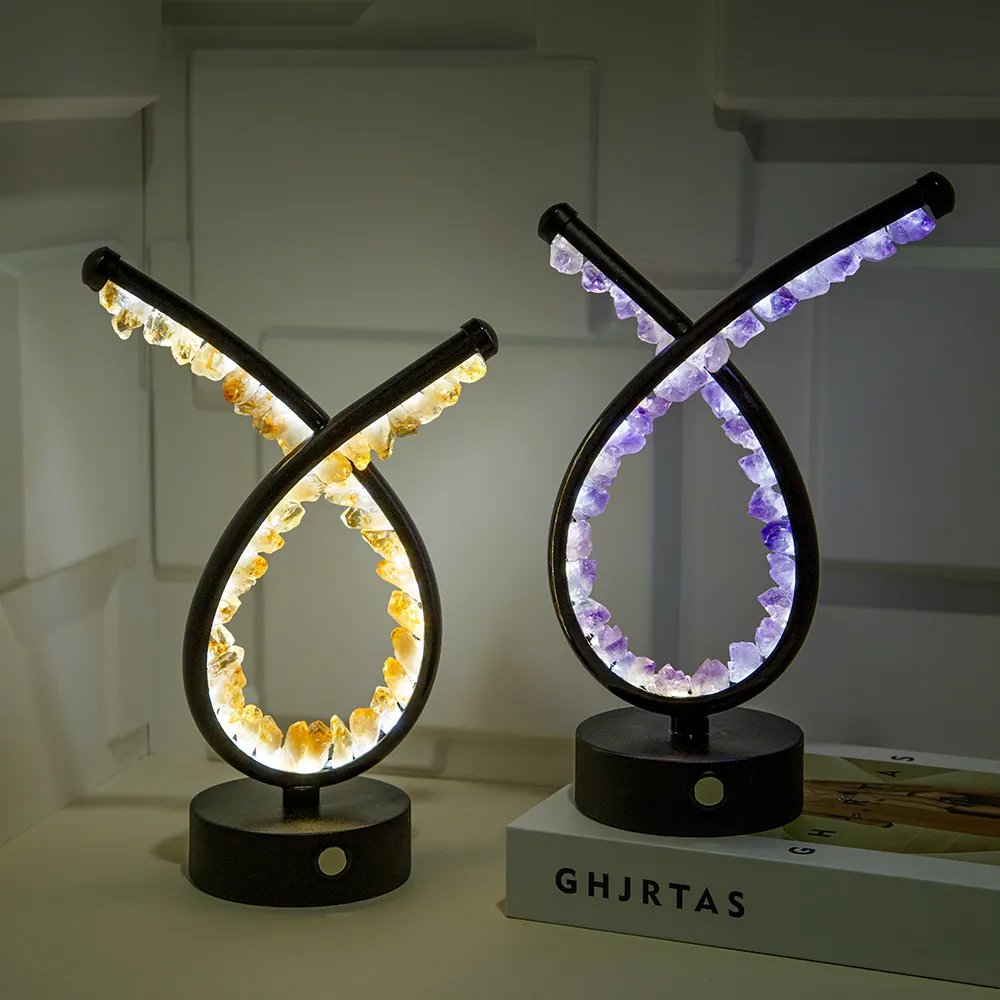 Kadınlar ve kızlar için doğal ametist lamba kristal ışık yatak odası dekoru şifa kristal hediye noel doğum günü yıldönümü için