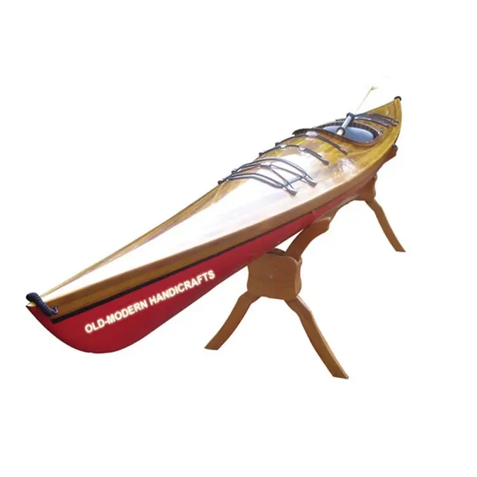 Caiaque de madeira, artesanato de madeira de alta qualidade, atacado, real, grc01, vermelho para 1 pessoa, caiaque/barco/canoa/placa de remo com paddles para fi