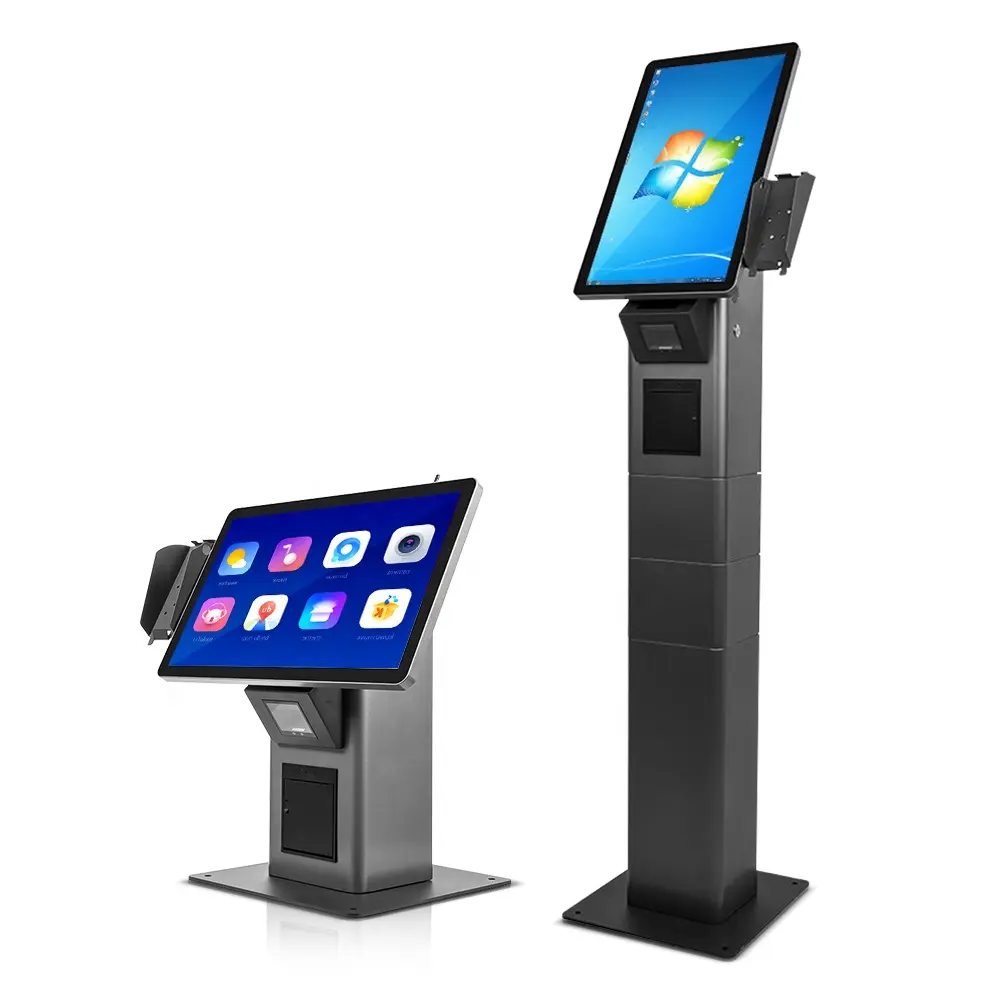 Kiosque de libre-service Win10 de support de plancher de 21.5 pouces pour la commande, kiosque tactile tout le TFT-LCD SDK ou LED d'écran tactile debout de plancher