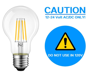 DC 12V 24V Low Voltage <strong>LED</strong> Filament Bulb A19 <strong>6W</strong> 2700K Warm White 600LM <strong>LED</strong> Bulb for RV Camper Marine Boat Solar Panel Project - Product Image 4