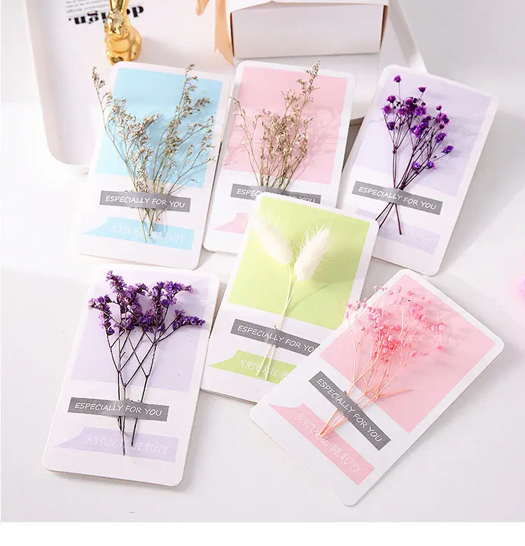 Flower dried flower greeting card invitation letter blank small card diy Thanksgiving Mother's Day birthday greeting card