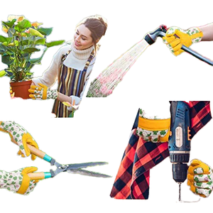 女式防割防刺皮革工作手套，用于花园除草修剪种植和挖掘