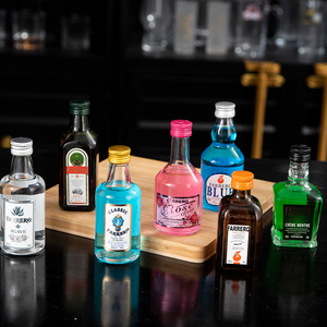 Custom <span class=keywords><strong>Mini</strong></span> Alcohol Flesjes Kit Klein Sap Dranken Helder Glas Wijn Sterke Drank Fles Set Met Deksel Voor Whisky Wodka Gin Rum Tequila - Product Image 3