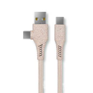 Biodegradable Braided USB a to C <strong>2</strong> <strong>in</strong> <strong>1</strong> USB C Cable USB C Cable with Wheat Straw Fibre Material - Product Image 1