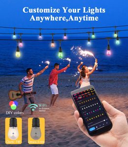 Akıllı noel dize ışıkları, APP kontrolü veranda ışıkları LED RGBCW renk değiştirme ışıkları kısılabilir su geçirmez kırılmaz - Product Image 4