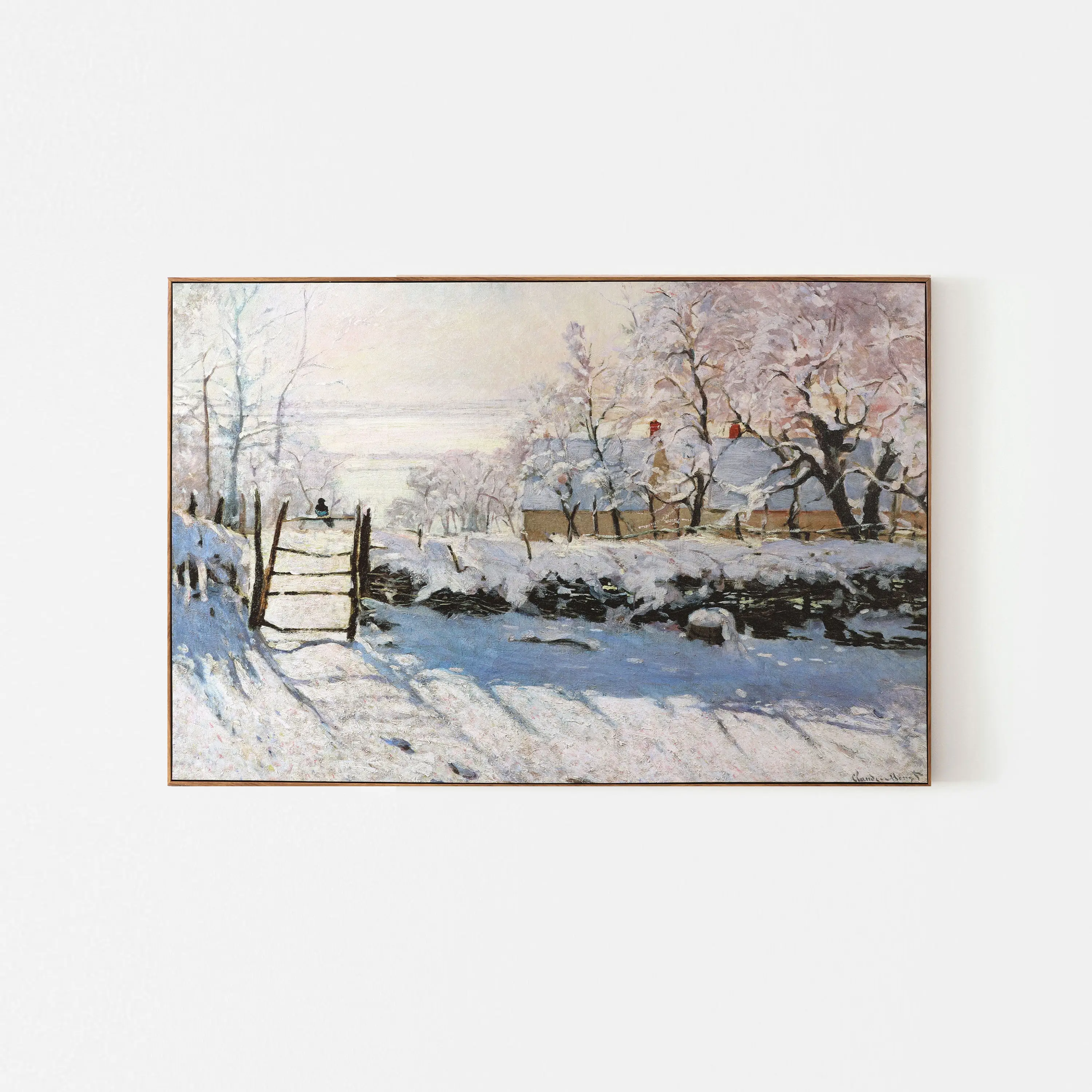 Framed Famous Vintage Style Classical Monet The Magpie Decorative Canvas Printing Reproduction Oil Painting