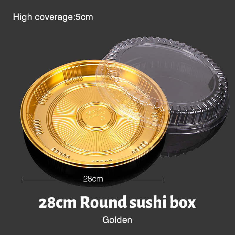 28cm luxury gold sushi box with lid