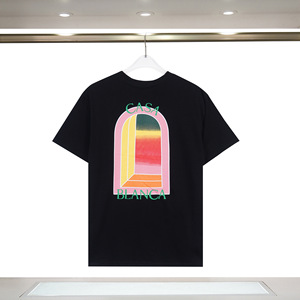 SS25 degrade yazı Logo baskı T-Shirt niş erkek Streetwear marka yaz rahat Tee ile soyut tasarım - Product Image 5