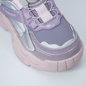 कोई टाई स्नीकर लड़कियों के आकस्मिक खेल जूते नए प्लश एकमात्र स्लिप-ऑन जाल कपड़े पहने हुए जूते बैंगनी गुलाबी राजकुमारी जूते - Product Image 4