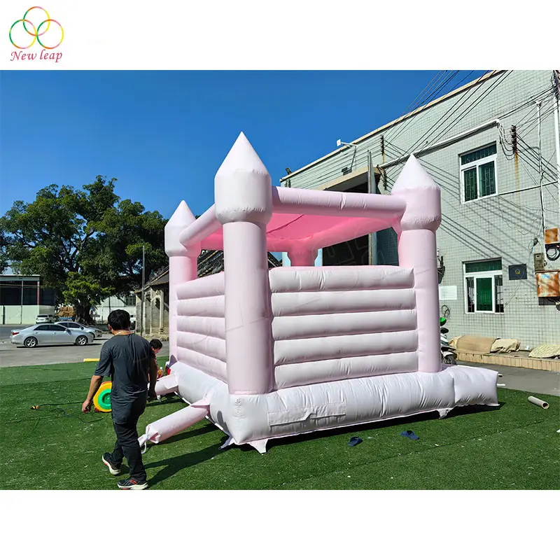 Castillo saltarín comercial de PVC rosa pastel para niños