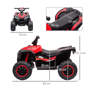 HOMCOM 12V電動クワッドバイク子供用,2スピード,ワイドホイール,サスペンションとLEDヘッドライト付き,年齢3-5歳,赤 - Product Image 3